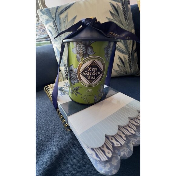 3-Pc FAITH Journal Gift Set Zen Garden Tea Layered Scalloped Notepad Blue White - Picture 3 of 8